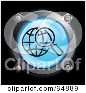 Poster, Art Print Of Blue Global Search Button With Chrome Edges