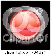 Royalty Free RF Clipart Illustration Of A Red Button With Chrome Edges