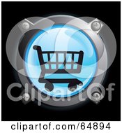 Poster, Art Print Of Blue Shopping Cart Button With Chrome Edges