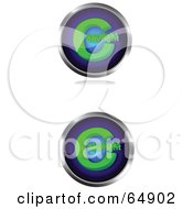 Digital Collage Of Two Blue And Green Copyright Symbol Buttons