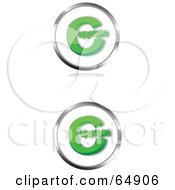 Digital Collage Of Two White And Green Copyright Symbol Buttons