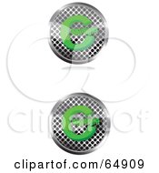 Digital Collage Of Two Chrome Mesh And Green Copyright Symbol Buttons