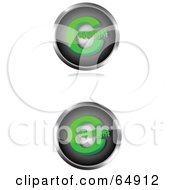Digital Collage Of Two Black And Green Copyright Symbol Buttons