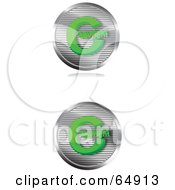 Digital Collage Of Two Chrome And Green Copyright Symbol Buttons