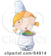 Poster, Art Print Of Young Female Chef Girl Holding A Plate Of Hot Food