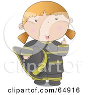 Royalty Free RF Clipart Illustration Of A Friendly Fire Woman In A Black Uniform Giving The Thumbs Up