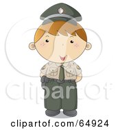 Royalty Free RF Clipart Illustration Of A Police Man In A Green And Tan Uniform