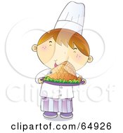 Royalty-Free (RF) Clipart Illustration of a Young Male Chef Boy Holding A Plate Of Hot Seafood by YUHAIZAN YUNUS #COLLC64926-0081