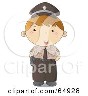 Royalty Free RF Clipart Illustration Of A Police Man In A Brown Uniform by YUHAIZAN YUNUS