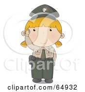 Poster, Art Print Of Waving Police Woman In A Green And Tan Uniform