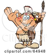 Poster, Art Print Of Thanksgiving Native American Man Holding A Spear