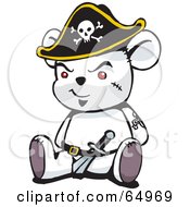 Poster, Art Print Of White Pirate Teddy Bear - Version 2