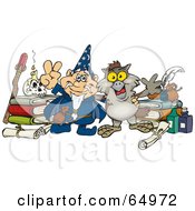 Poster, Art Print Of Wizard And Owl With Bottles And Books