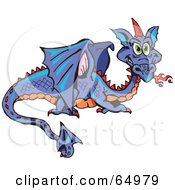 Royalty Free RF Clipart Illustration Of A Purple Fire Breathing Dragon