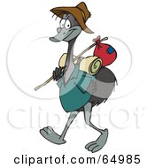 Vagrant Emu Carrying A Sack And Swag
