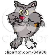 Royalty Free RF Clipart Illustration Of A Shaggy Wild Cat Facing Front