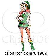 Royalty Free RF Clipart Illustration Of A Sexy Christmas Elf Woman In A Short Dress