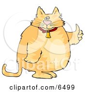 Chubby Orange Cat In A Bell Collar Giving The Thumbs Up Clipart by djart