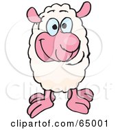 Royalty Free RF Clipart Illustration Of A Friendly Sheep Facing Front by Dennis Holmes Designs