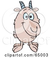Royalty Free RF Clipart Illustration Of A Beige Goat Facing Front by Dennis Holmes Designs