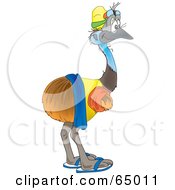 Royalty Free RF Clipart Illustration Of A Happy Emu Wearing Clothes