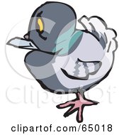 Royalty Free RF Clipart Illustration Of A Grumpy Pigeon In Profile by Dennis Holmes Designs