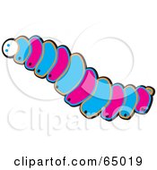 Royalty Free RF Clipart Illustration Of A Pink And Blue Grub Worm by Dennis Holmes Designs