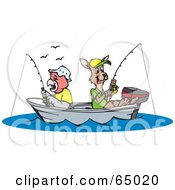 Poster, Art Print Of Parrot And Kangaroo Fishing In A Boat