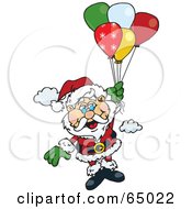 Santa Claus Floating Away With Balloons