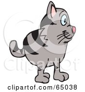 Royalty Free RF Clipart Illustration Of A Striped Kitty Cat Facing Right