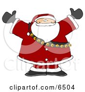 Poster, Art Print Of Santa Claus In Full Uniform And Bells With His Arms Up