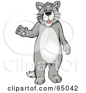 Royalty Free RF Clipart Illustration Of A Tall Gray Fat Cat Walking On Its Hind Legs