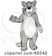 Poster, Art Print Of Tall Gray Fat Cat Walking On Its Hind Legs