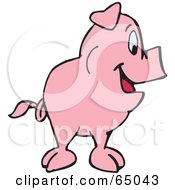 Royalty Free RF Clipart Illustration Of A Pink Pig Facing Right
