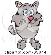 Royalty Free RF Clipart Illustration Of A Striped Kitty Cat Facing Front by Dennis Holmes Designs