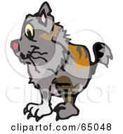 Royalty Free RF Clipart Illustration Of A Shaggy Wild Cat Facing Left