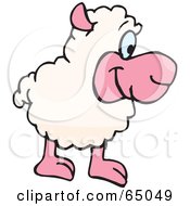 Royalty Free RF Clipart Illustration Of A Friendly Sheep Facing Right by Dennis Holmes Designs
