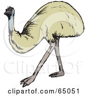 Royalty Free RF Clipart Illustration Of A Wandering Beige Emu