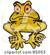 Royalty Free RF Clipart Illustration Of A Grumpy Toad Facing Front by Dennis Holmes Designs