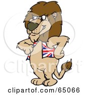 Royalty Free RF Clipart Illustration Of A British Lion Wearing A Vest