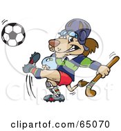 Poster, Art Print Of Lion Carrying A Hockey Stick And Kicking A Soccer Ball