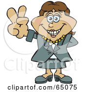 Royalty Free RF Clipart Illustration Of A Peaceful Businesswoman Gesturing The Peace Sign Version 4