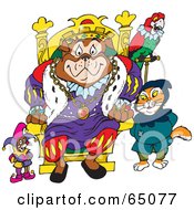 Poster, Art Print Of Bulldog King With A Mouse Cat And Parrot