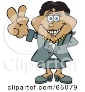 Royalty Free RF Clipart Illustration Of A Peaceful Businesswoman Gesturing The Peace Sign Version 2