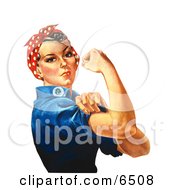 Royalty Free Clipart Illustration Of Rosie The Riveter Isolated On White Facing Right by JVPD #COLLC6508-0002