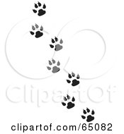 Royalty Free RF Clipart Illustration Of A Trail Of Black And White Animal Tracks