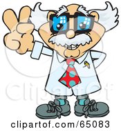 Royalty Free RF Clipart Illustration Of A Peaceful Professor Gesturing The Peace Sign