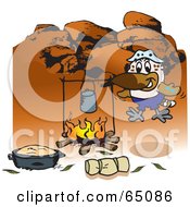 Poster, Art Print Of Kookaburra Camping And Cooking Over A Fire In The Outback