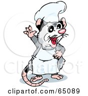 Royalty Free RF Clipart Illustration Of A Waving Chef Opossum by Dennis Holmes Designs