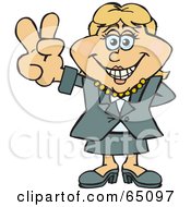 Poster, Art Print Of Peaceful Businesswoman Gesturing The Peace Sign - Version 1